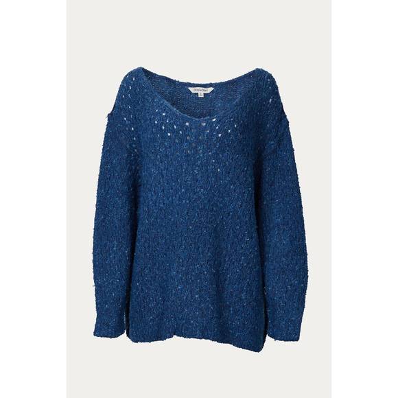 NEW J.NNA open-knit v-neck jumper in teal - Picture 1 of 1